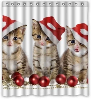 christmas kittens on shower curtain