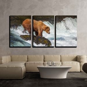 3 piece fishing bear wall art