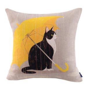 JES&MEDIS Cat Cotton Linen Decorative Cushion Cover Pillow Case