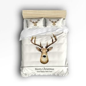 christmas and new year deer print bed spread