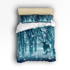 deer in bluish snowy forest