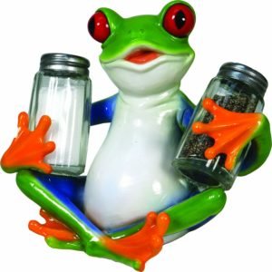 frog resin salt and pepper shaker holder