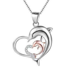 mother and baby dolphins necklace