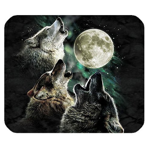 3 howling wolves mouse pad