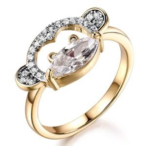 monkey ring with cubic zirconium and gold band