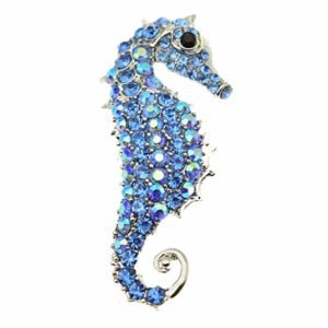 blue seahorse brooch