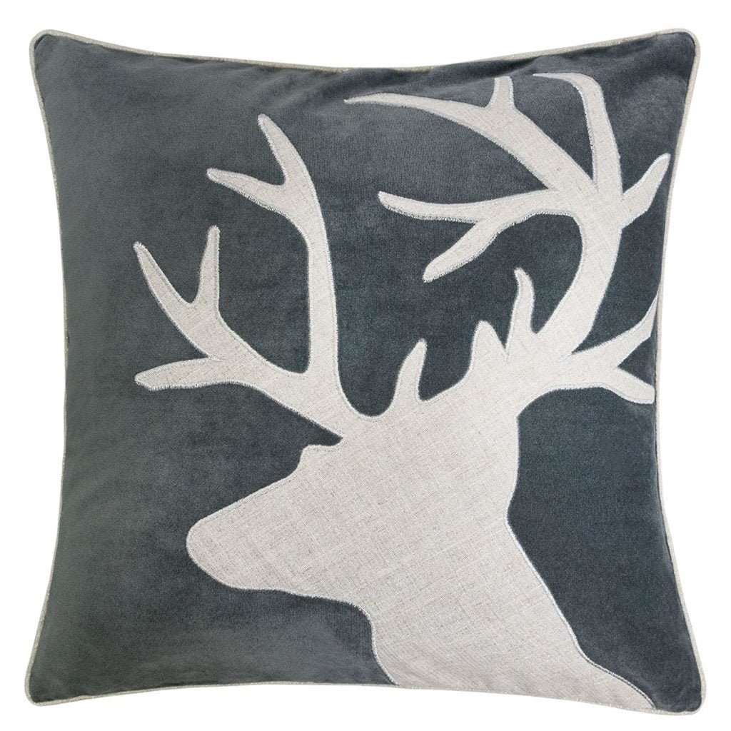 grey christmas reindeer throw pillow cover