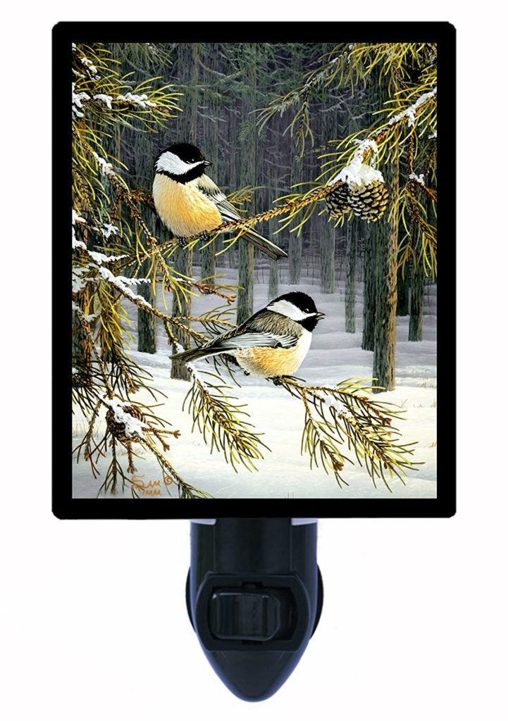 woodland chickadees night light