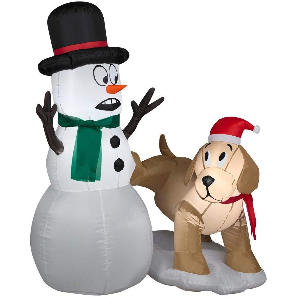 dog and snowman