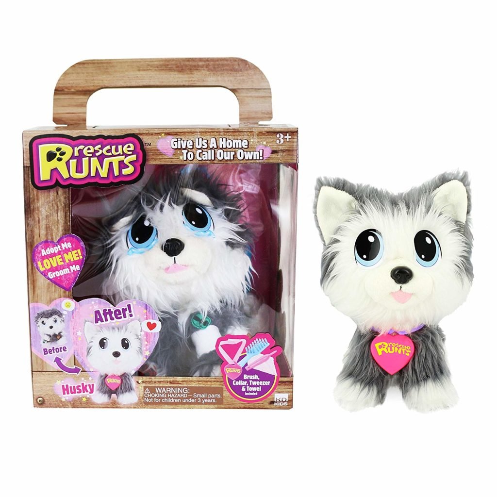 kd kids rescue runts husky plush dog