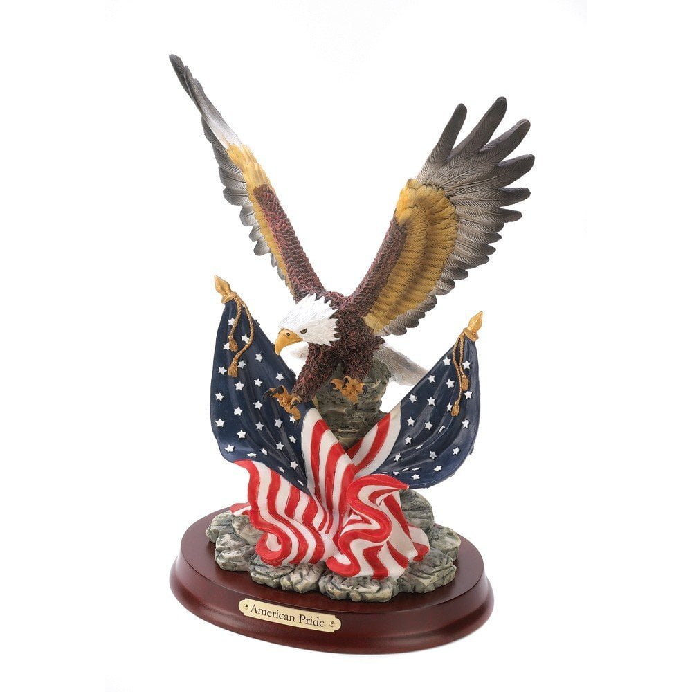 bald eagle and flag statue