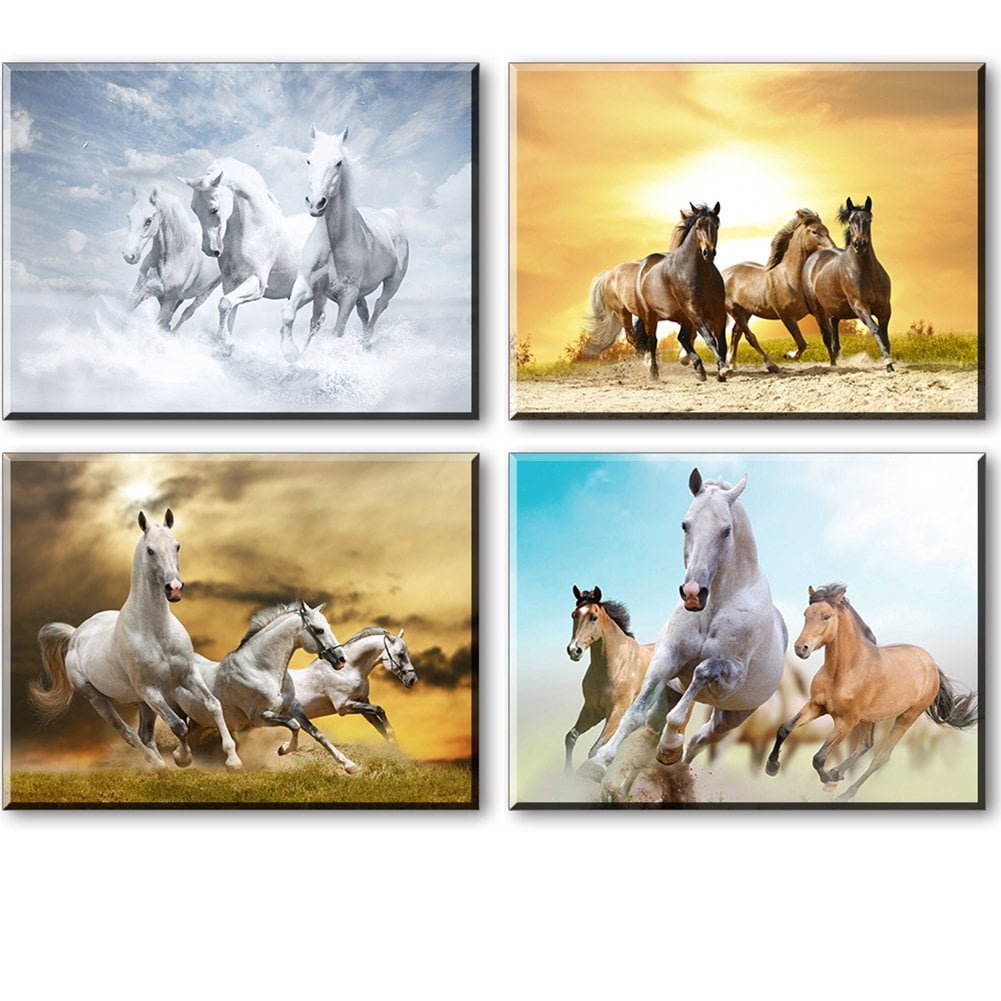 4 horses painitngs on canvas