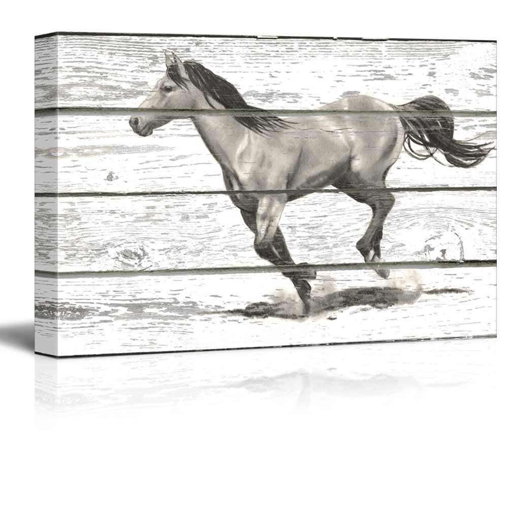 horse on rustic wood background