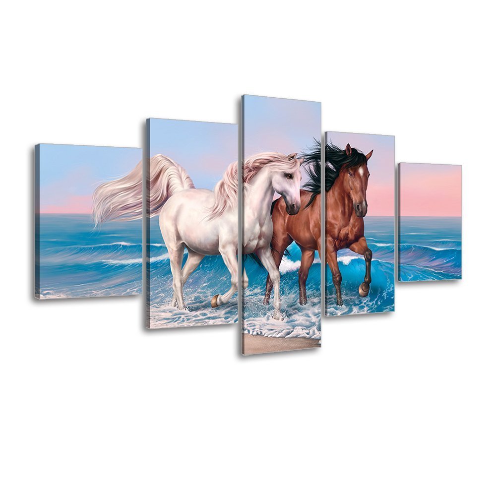 horses running on beach portrait
