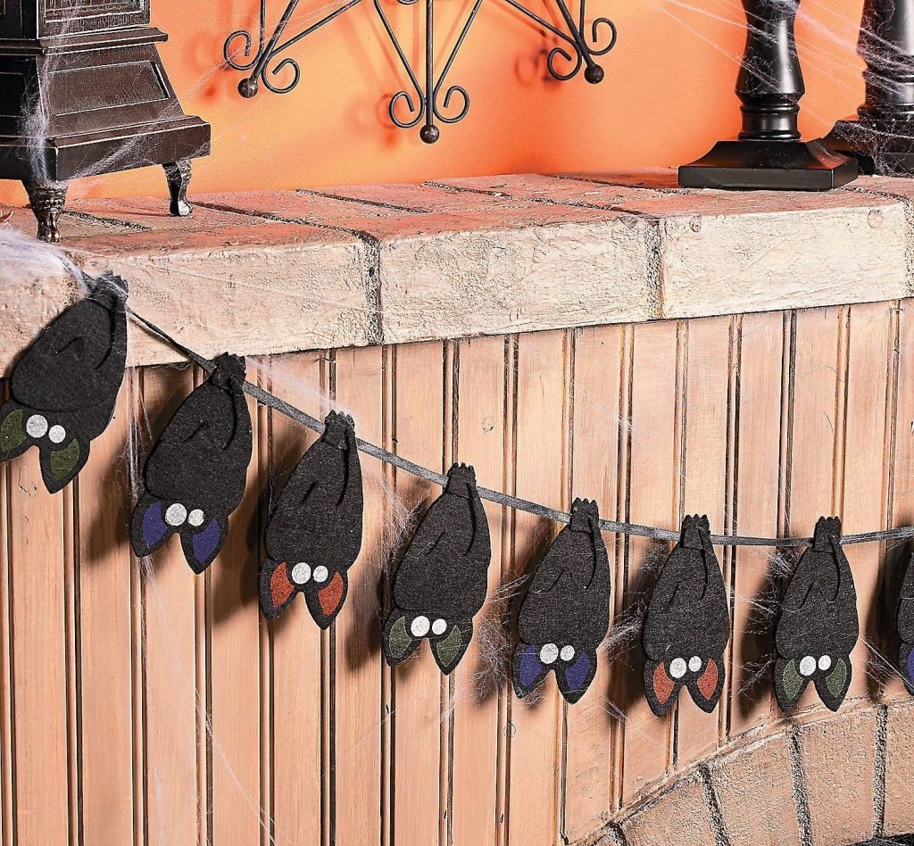 bats upside down on garland