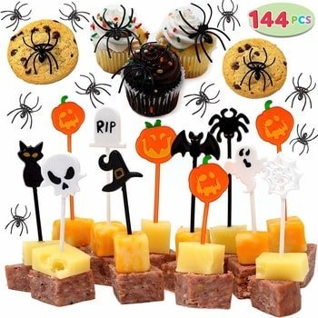 spider food picks and cupcake decorations