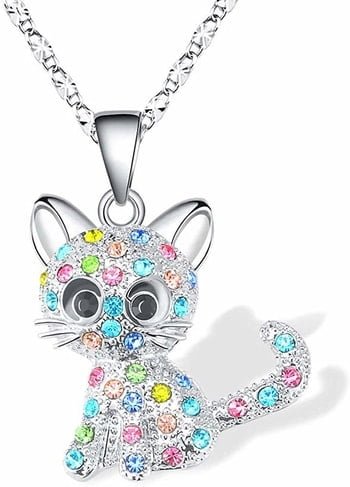 Lanqueen colorful cat pendant necklace