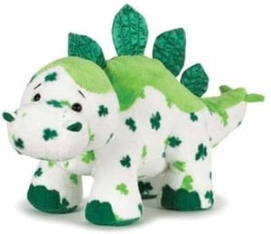 webkinz lucky dinosaur for st. patrick day, white and green with clovers