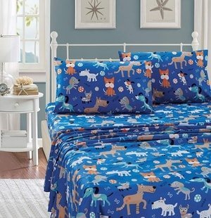 better home styling cartoon dog on bed linens