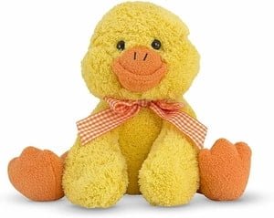 duckling with plaid ribbon stuffed toy