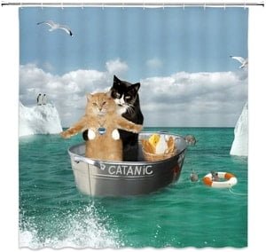 cats with titanic theme shower curtain