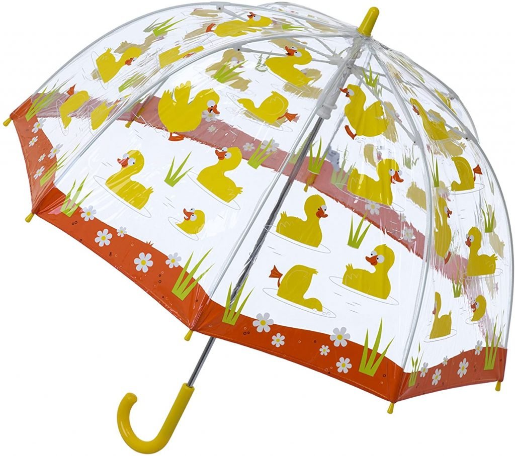 clear umbrella with ducklings