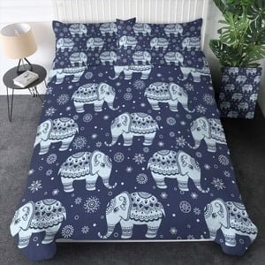 navy blue duvet cover with elephants