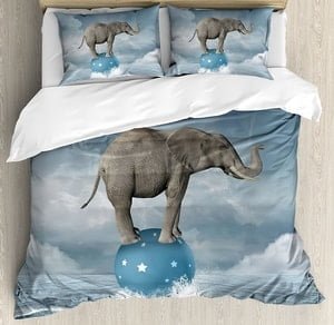 fantasy elephant balancing in the sea duvet cover set