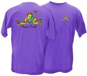 retro-hippie style frog t-shirt