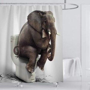 elephant sitting on toilet shower curtain