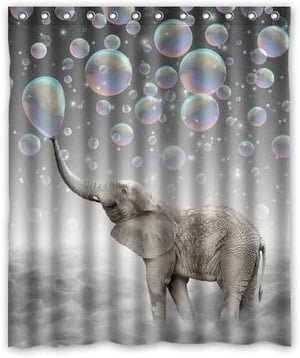 elephant blowing bubbles shower curtain