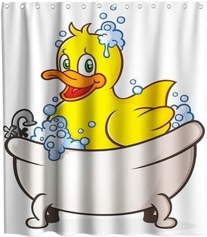 rubber duck in tub shower curtain