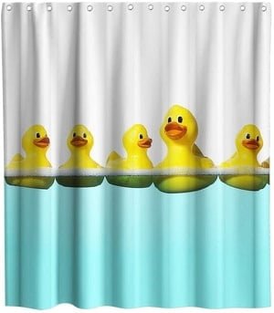 floating rubber ducks shower curtain