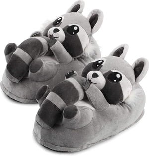 raccoon slippers