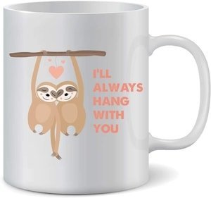 sloth coffee mug for couples i'll always hang with you coffee mug