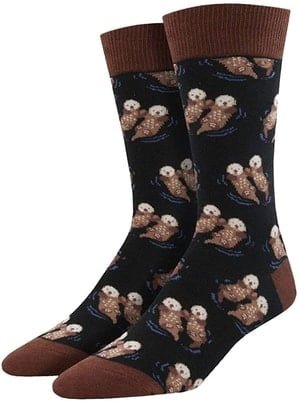 dark men's sock with otters in pairs