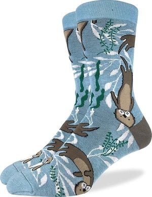 cartoon like otters on socks with seaweed 