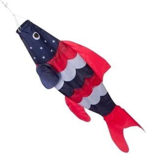 us flag windsock shaped like a fish