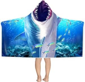 great white shark hooded bath tool