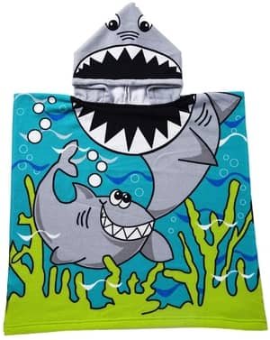 cartoon shark hooded bath tool