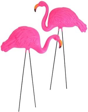 bright pink flamingoes yard decorations