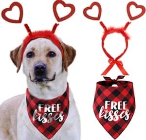 free kisses dog bandana and headband