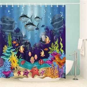 funny sea creatures in the ocean polyester shower curtain