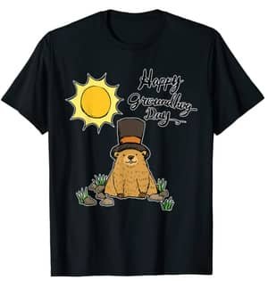 cartoon groundhog coming out of hole