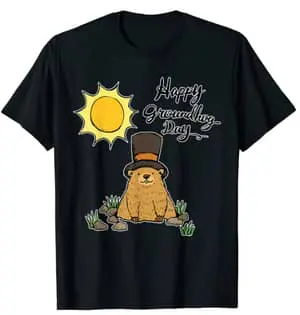 cartoon groundhog coming out of hole