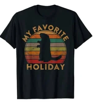 my favorite holiday text around groundhog with sunset in back