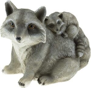 mother and baby raccoon statue